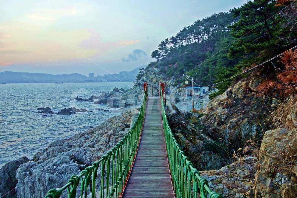 부산,절영해안산책로,출렁다리,일몰,바다,산책로,산책,파도,흰,구름,하늘,푸른,물결,다리,숲,나무,소나무,바위,돌,여행,자연,풍경,경치,아름다운,전망,그림,같은,뷰,자연,풍경,nature,landscape,building,건물,bridge,suspension bridge,현수교,rope bridge,로프 브릿지