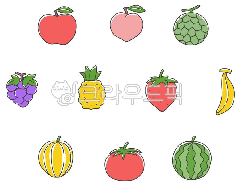 과일,그림,일러스트,만화,사과,복숭아,멜론,포도,파인애플,딸기,바나나,참외,토마토,수박,소스,귀여운,음식,비타민,식물,푸드