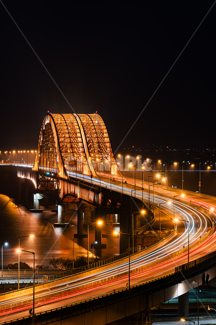 night view,light,Banghwadong,bridge,long exposure,nightview,Banghwa Bridge