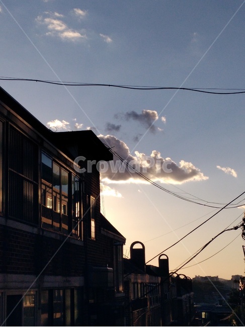 노을,석양,하늘,저녁,구름,건축물,건물외관,exterior,building,structure,architecture,construction