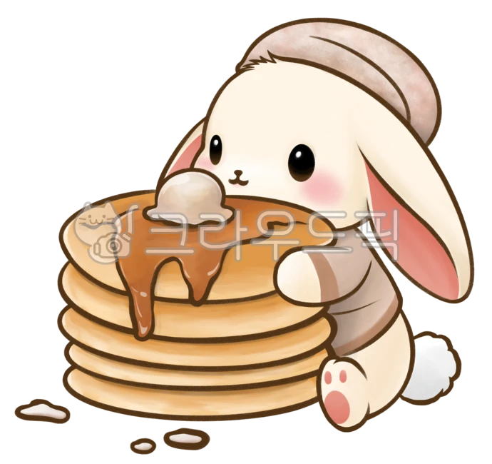 kawaii, cute, rabbit, pancake, dessert, 사진,이미지,일러스트,캘리그라피 - DrawNDine작가