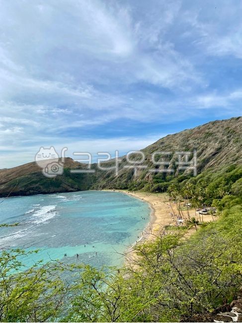 자연,하와이,하나우마베이,자연경관,바다,미국,산호초,풍경,관광지,휴가,여름,해수욕장,해안,물,옥외,오아후,하늘,ocean,outdoors,nature,sea,water,promontary