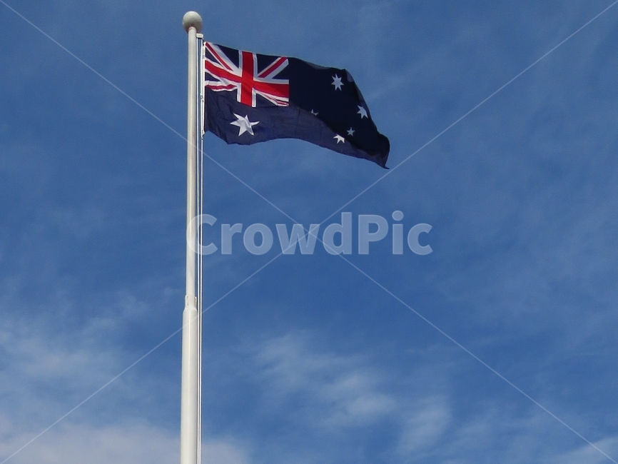 국기,오스트레일리아,호주,게양,하늘,푸른하늘,푸른색,펄럭이다,깃대,australia,flag,sky,blue