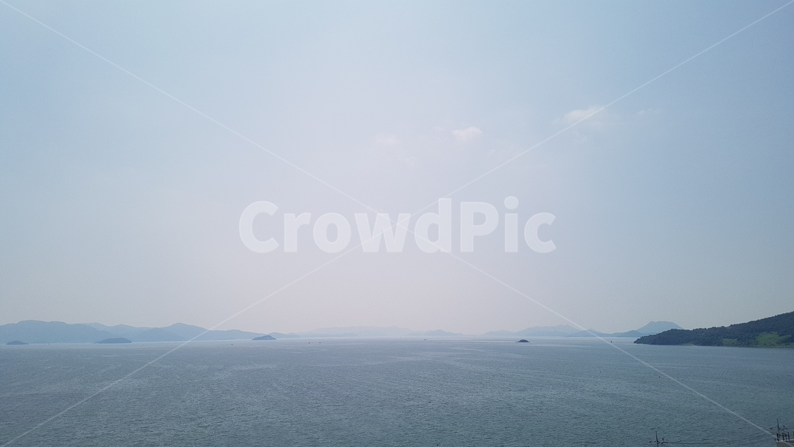 바다,하늘,산,경계,시원함,청량,맑음
