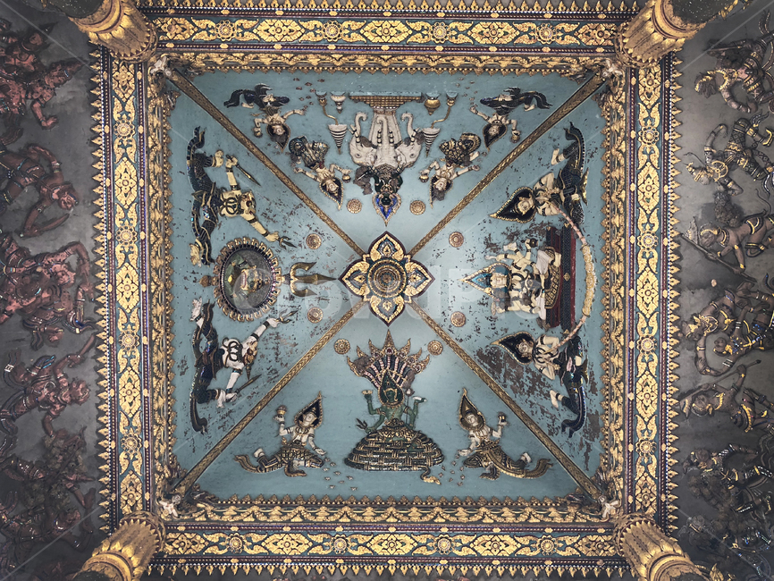 장식,조각,조각장식,벽화,패턴,비엔티안,architecture,worship,관광지,laos,buddha,temple,ancient,statue,라오스,천장,religion