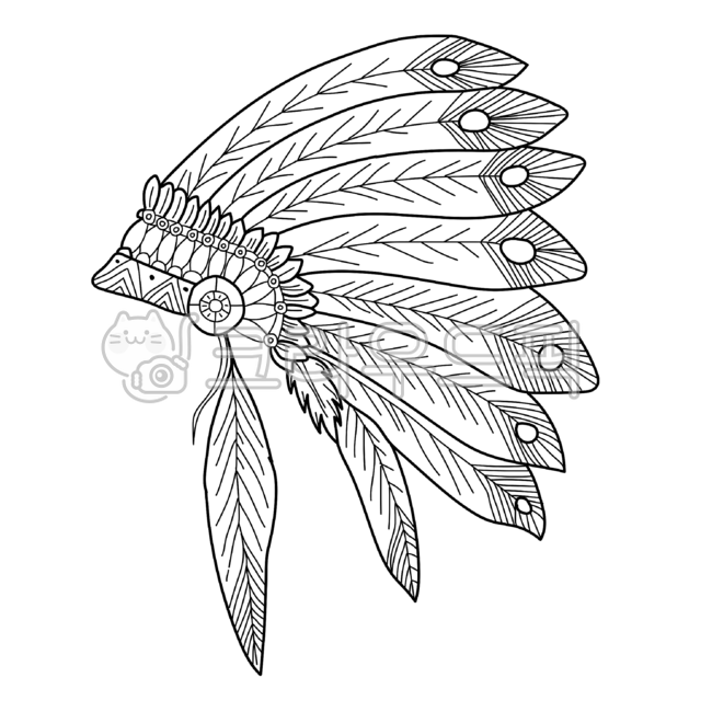 인디언,인디언모자,추장,모자,원주민,전통모자,깃털,장식,콜럼버스,아메리카인디언,손그림,클립아트,스티커,indian