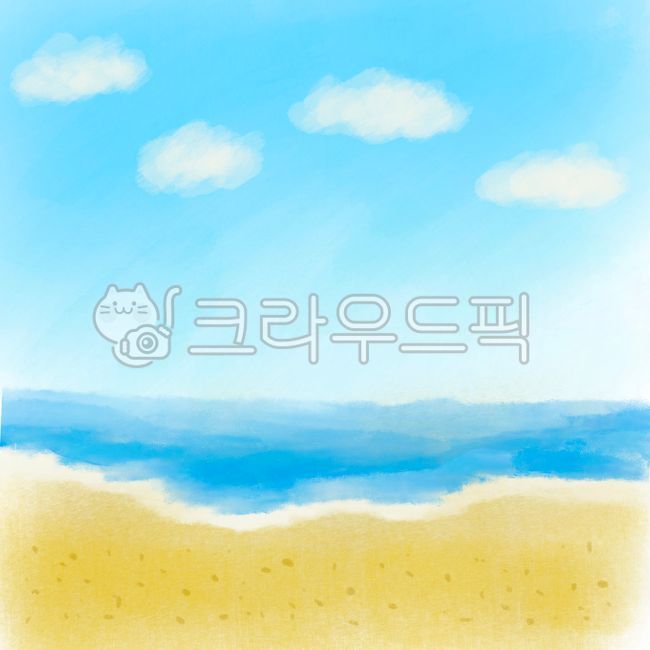 배경,손그림,하늘,바다,모래사장,구름,nature,자연,cloud,art,미술,painting,그림,sky,여름