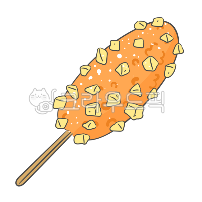 음식,만화,핫도그,간식,감자핫도그,못난이핫도그,일러스트,음식일러스트,분식