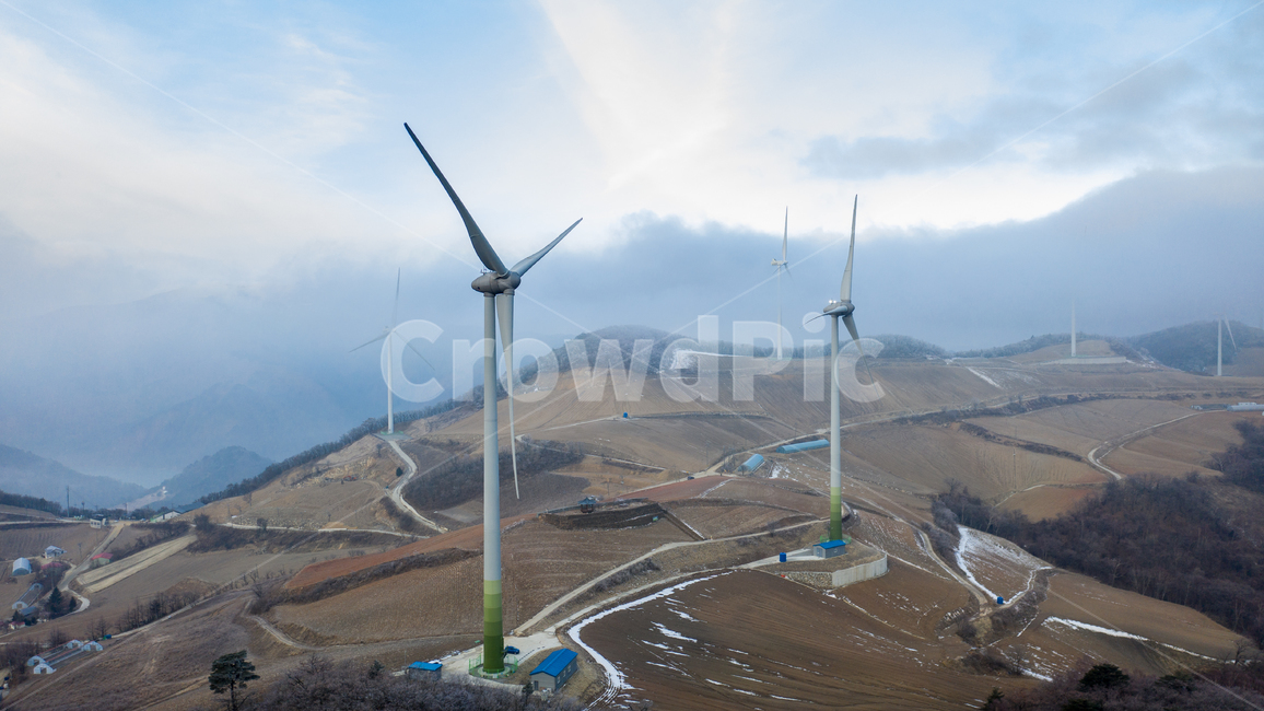 강른,안반데기,풍력발전,아침,안개,산,산업,industry,industrial,에너지산업,energy industry