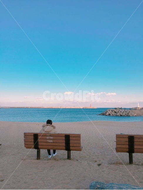 바다,의자,벤치,겨울,등대,모래