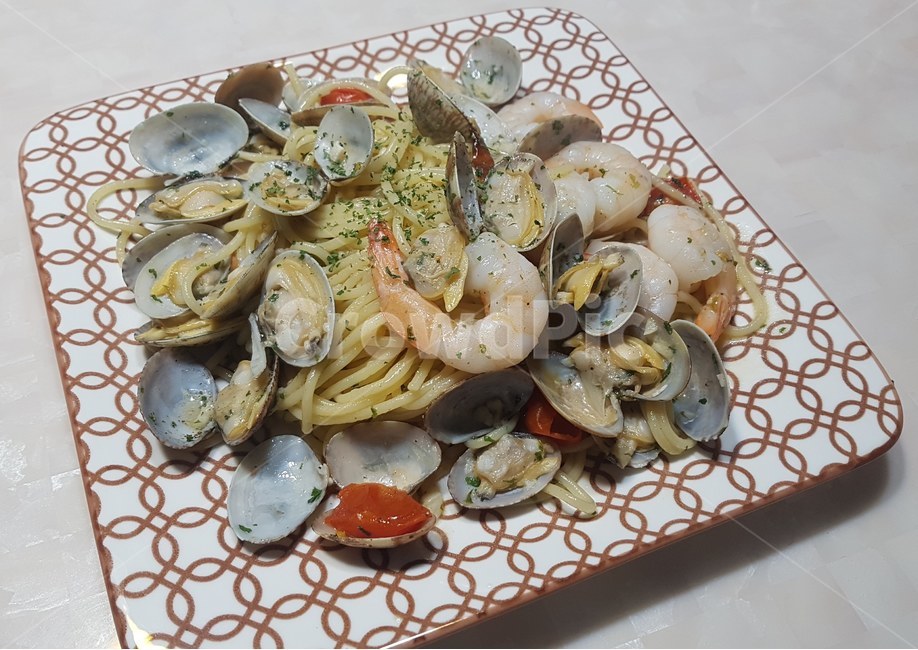 조개,seashell,새우,파스타,음식,요리,홈메이드