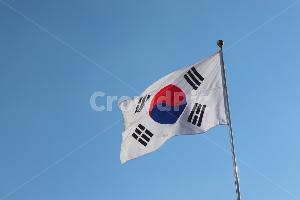 태극기,파란하늘,대한민국,청명,한국,korea