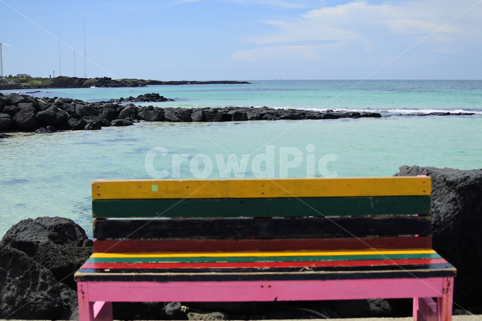 벤치,bench,바다,바다벤치,컬러풀,에메랄드바다,제주도,자연,풍경,nature,landscape