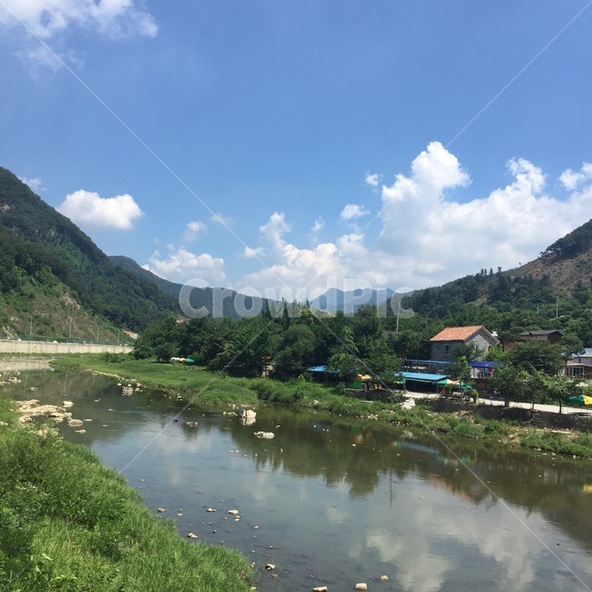 풍경,계곡,하늘,구름,산
