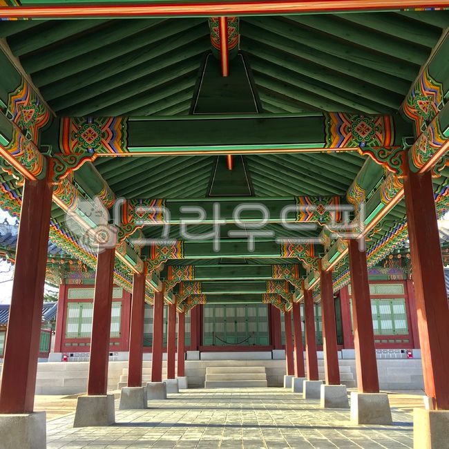 경복궁,단청,기둥,한국의미,전통,한국,복도