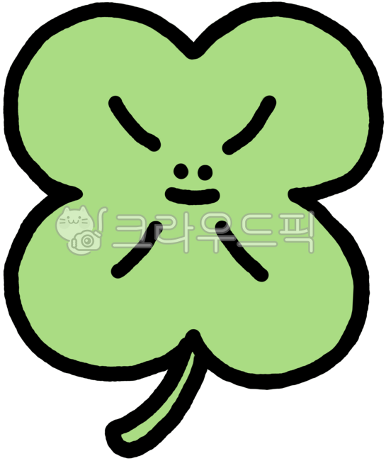 daku,sticker,emoticon,simple,hand-drawn,flower,luck,four-leaf clover,clover,character