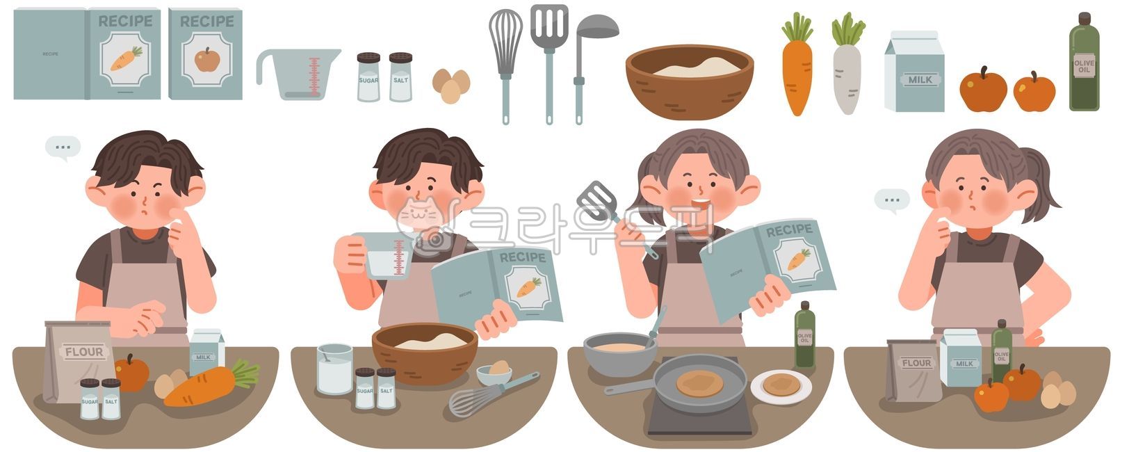 주부,레시피,조리법,가루,요리방법,거품기,계란,계량컵,고민,과일,국자,그릇,기름,나무그릇,달걀,당근,뒤집개,레시피북,무,반죽,사과,설탕,소금,야채,올리브오일,요리,요리도구,요리법,요리사,요리재료,우유,제과,제빵,조리,조리도구,조리방법,조미료,주방,주방도구