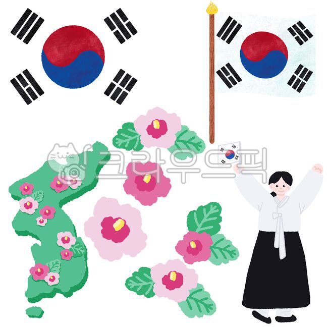 Republic of Korea,Taegeukgi,Taegeukgi flag,Taegeuk pattern,Geon-gon-gam-ri,Taegeuk,Mugunghwa,Mugunghwa map,map,Korea,Korean map,Yu Gwan-sun,independence,independence movement,Liberation Day,National Holiday,Memorial Day,Manse of the Repub