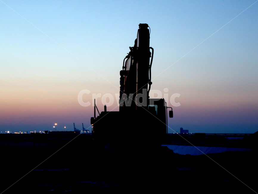공사,현장,중장비,포크레인,실루엣,실루엣,그림자,silhouette,shadow,산업,industry,industrial