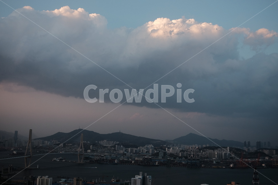 부산,다리,조감도,outdoors,landscape,경치,weather,구름