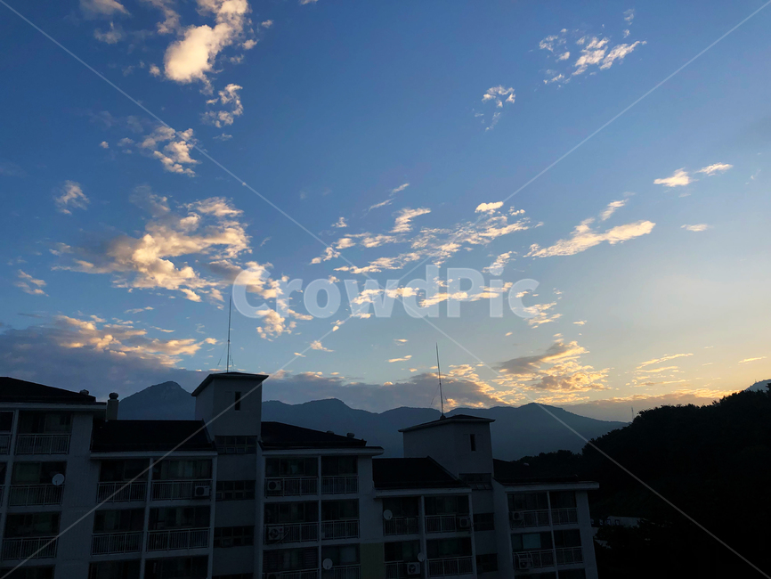 하늘,구름,자연,풍경,해,아파트,산,sky