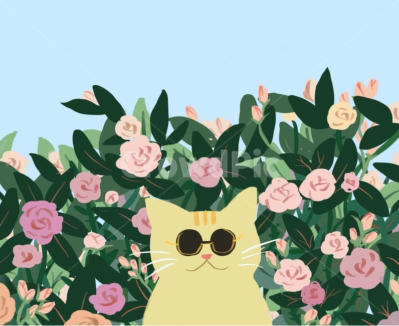 플로랄디자인,pattern,미술,art,plant,sunglasses,고양이,그래픽,일러스트레이션,graphic,illustration