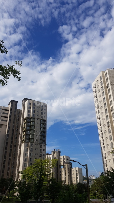 아파트,파란하늘,도시,맑은날씨,상쾌,출근길,행복,즐거움,여름,가을