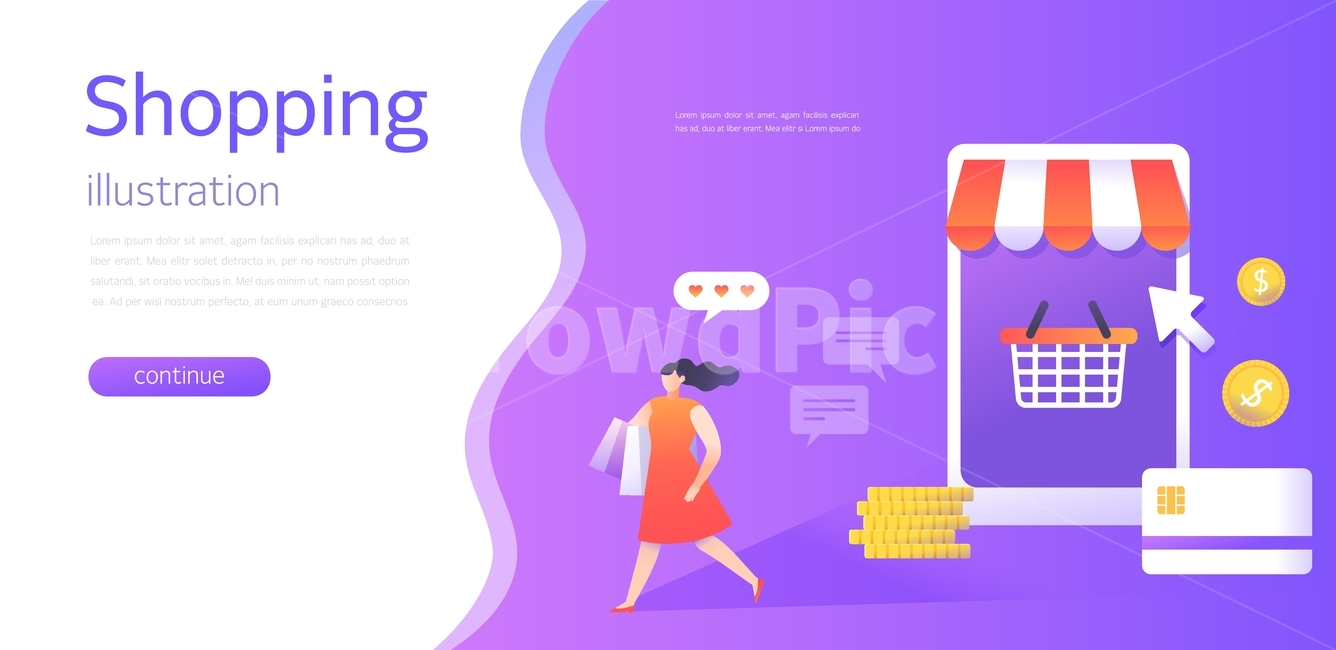 쇼핑, 여자, 코인, 신용카드, 장바구니, 사진,이미지,일러스트,캘리그라피 - DAWOOL작가