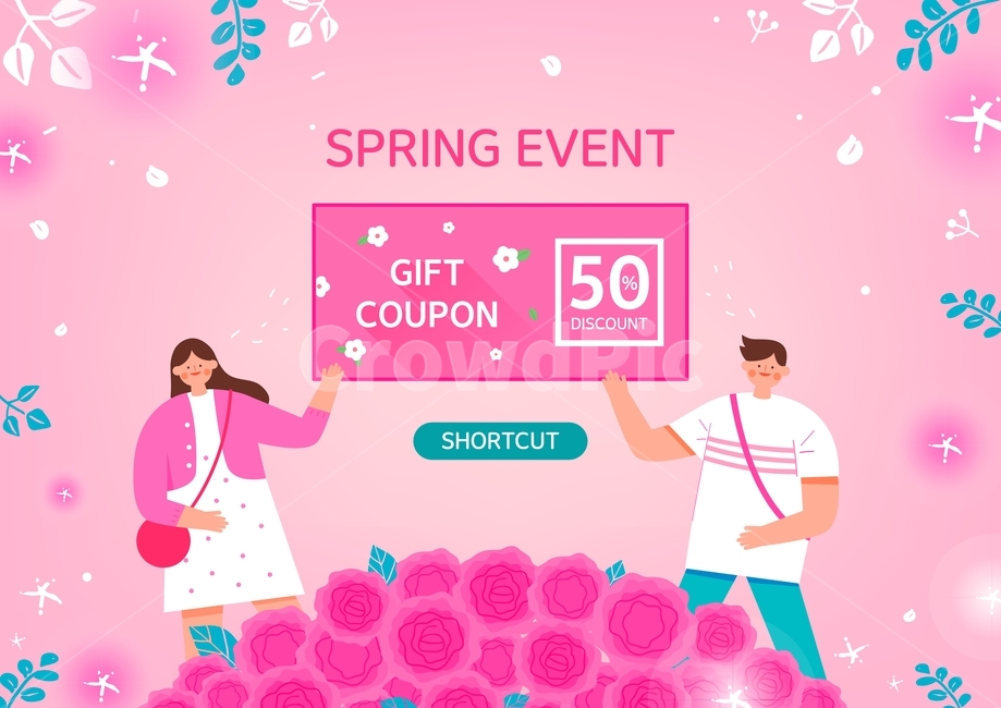 장미,장미꽃,봄,꽃,나들이,소풍,축제,이벤트,행사,할인,쿠폰,선물,티켓,캐릭터,연인,커플,사람,봄,계절,spring,season,축제,행사,festival,carnival,event,그래픽,일러스트레이션,graphic,illustration