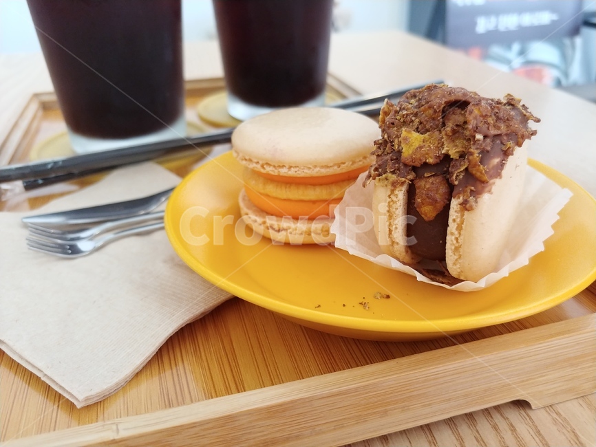 마카롱,아메리카노,디저트,카페,음식,커피,푸드