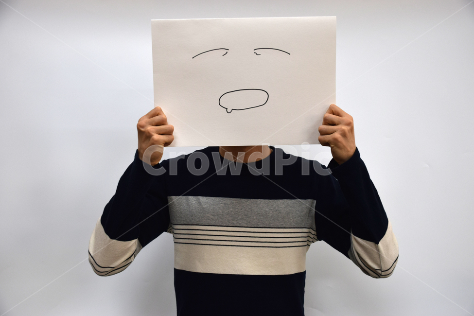 종이얼굴,사업,이모티콘,소통,비지니스,모자이크,스케치,비즈니스,남자,남성,사람,얼굴,표정,의사소통,가면,마스크,종이,표현,감정,생활,피곤함,피곤,졸림,잠,아침,일상,사람,인물,인간,human,person,감정표현,기분,feeling,emotion,연출,컨셉,콘셉,direction,concept