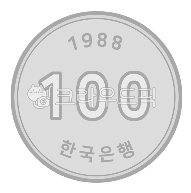 100 won illustration,Nukki,hand drawing,png,100 won,100 won painting,Baekwon Illustration,painting,design,100 won picture,illustration,coin