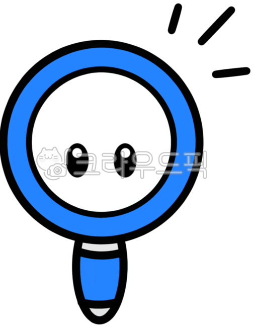 돋보기,검색,찾다,찾기,알아보기,궁금한,물음,확대,살펴보기,귀여운,얼굴캐릭터,돋보기캐릭터,파랑,파란,아기자기한,깔끔한,동그라미,자세히