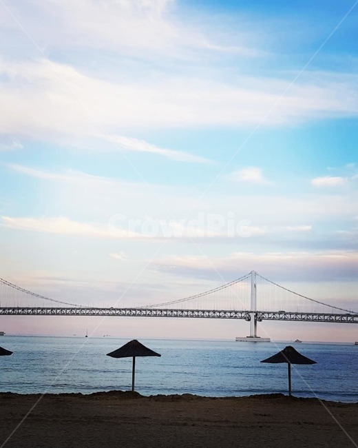 광안리,바다,다리,풍경,파랑,여름,하늘