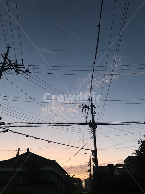 powerlines,전력선,밤하늘,노을,시골