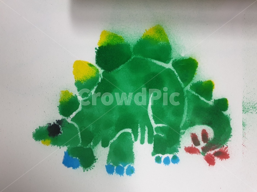 스테고사우르스,공룡,스텐실,미술,그림,작품