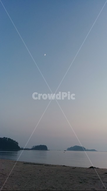 저녁,일몰,서해,바다,해무,nature