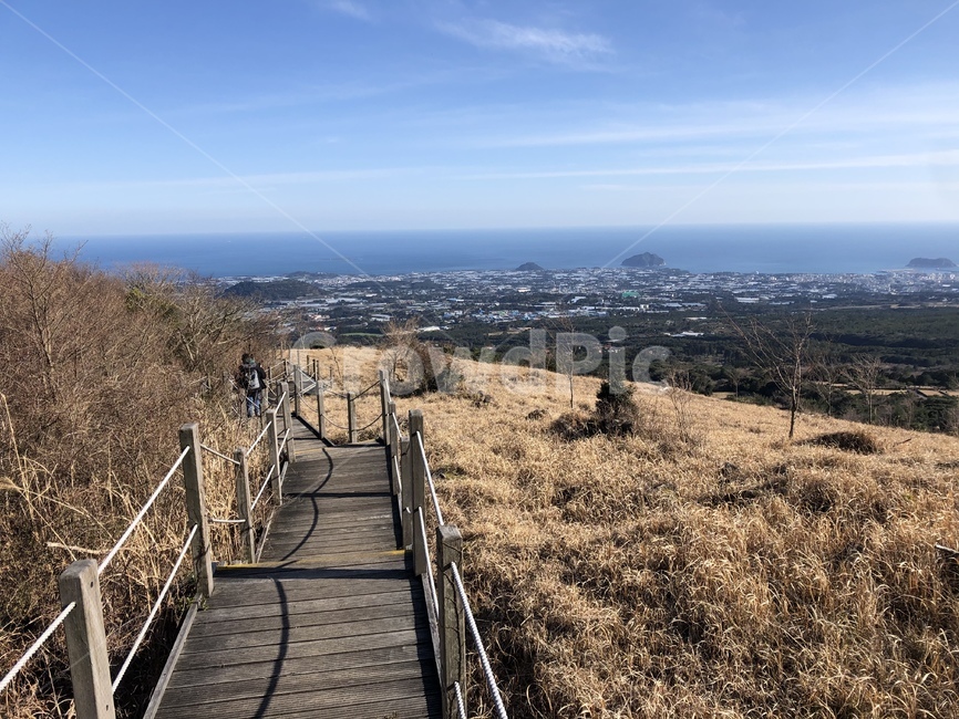 boardwalk,산책로,탐방로,바다,수평선,파란하늘