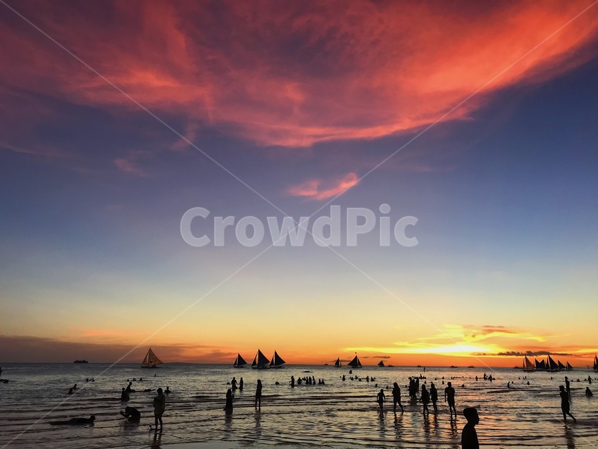 whitebeach,boracay,보라카이,beach,바다,ocean,석양,sunset,pinksky,핑크색하늘