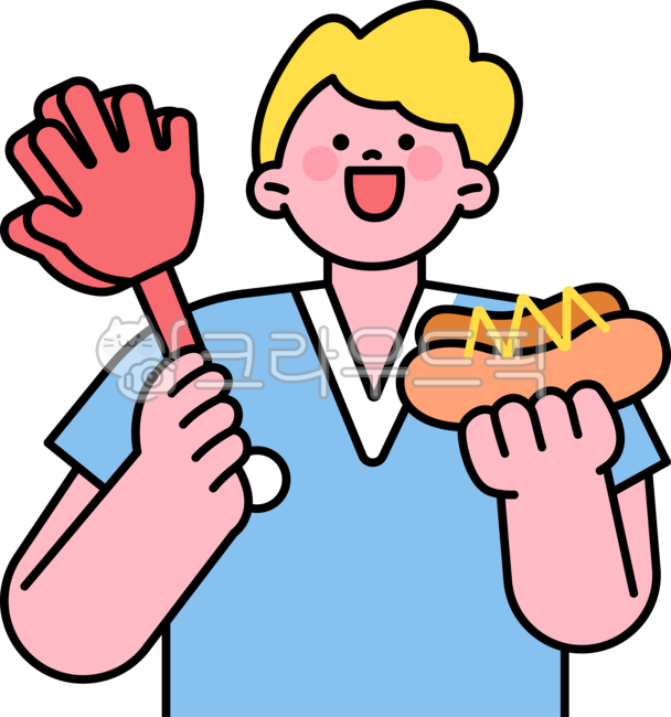 outline,cute,simple,plain,illustration,people,upper body,exercise,cheering tool,food,hot dog,sports,match,game,olympic,asian games,cheering,supporters,fans