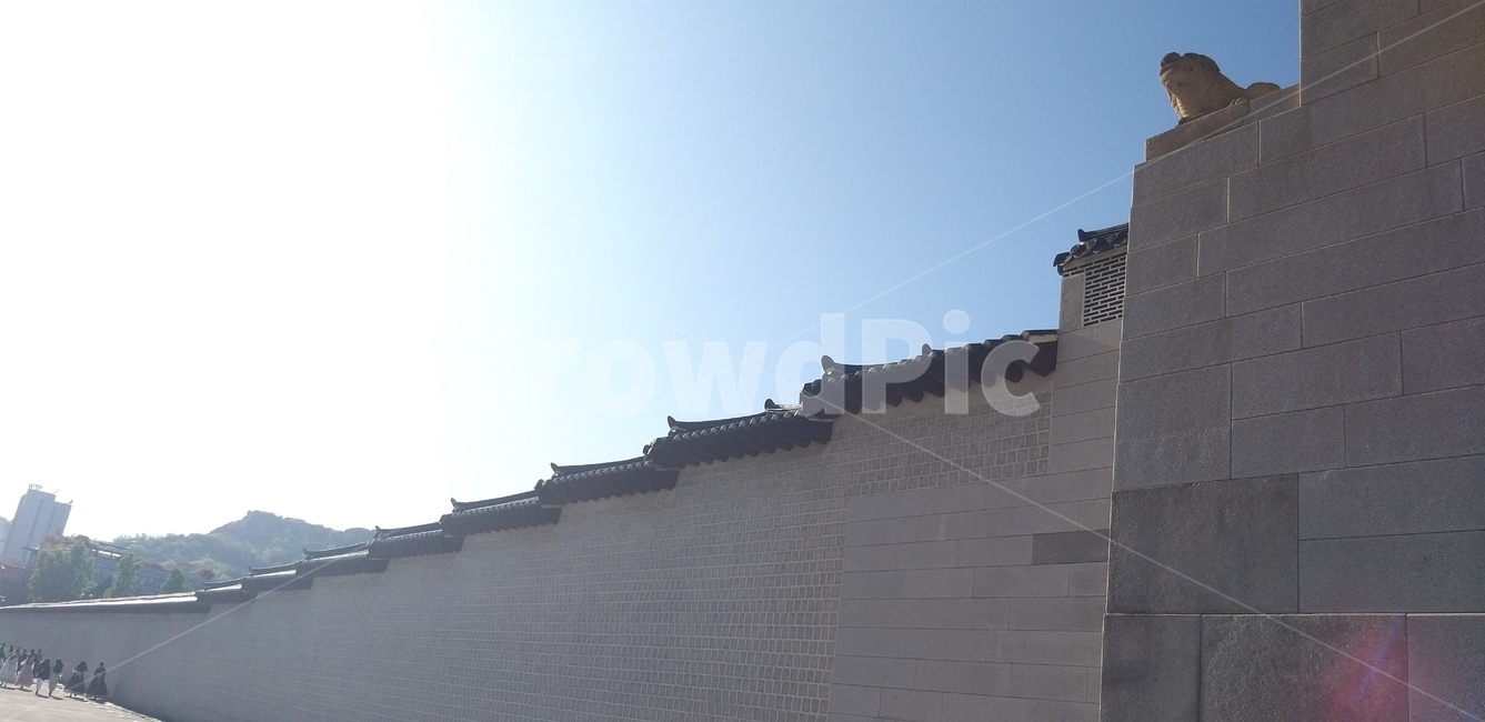 광화문,한국,전통건축,궁,담,건물외관,korean,tradition,construction,맑은날,여름,하늘