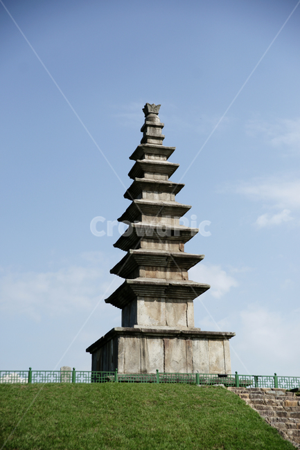 중앙탑,충주,국보제6호,통일신라시대,탑평리,7층석탑,유적,하늘,잔디,녹색,계단,파란색,석탑,불교,building,건축물,탑,tower,구름