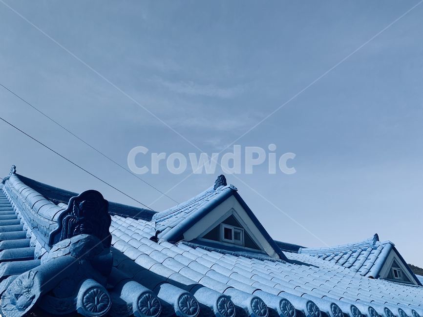 시골,파란,하늘,지붕,맑음,한국전통,한국문화,korean traditional,korean culture,건축물,건물외관,exterior,building,structure,architecture,construction