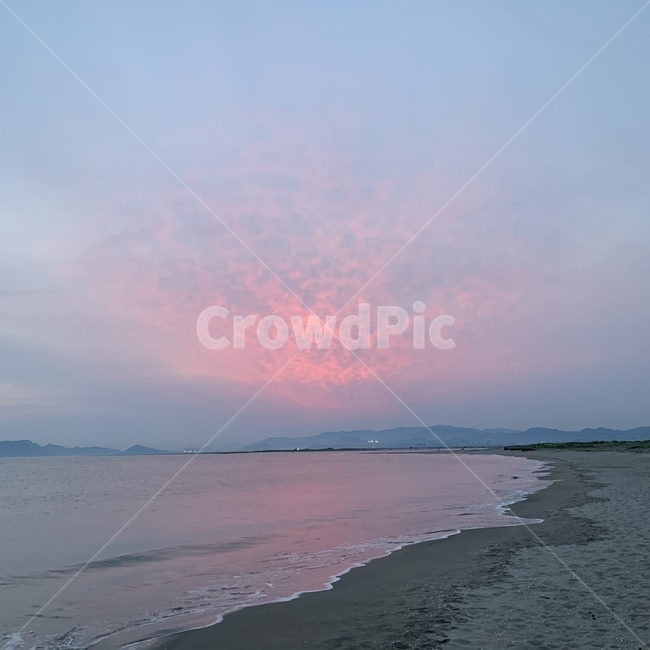 자연,하늘,노을,붉은노을,해,태양,핑크노을,바다