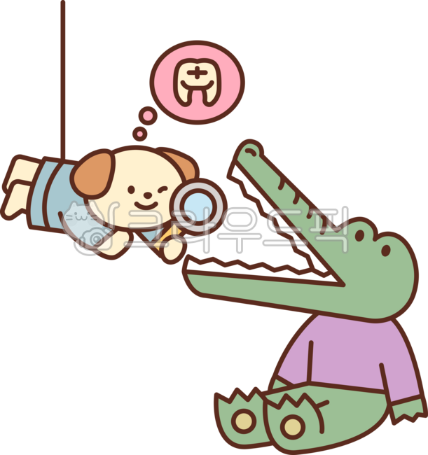 cute,simple,simple,illustration,puppy,dog,animal,pet,animal hospital,hospital,treatment,injured,personification,zoo,vet,infant,crocodile,mouth,dentist