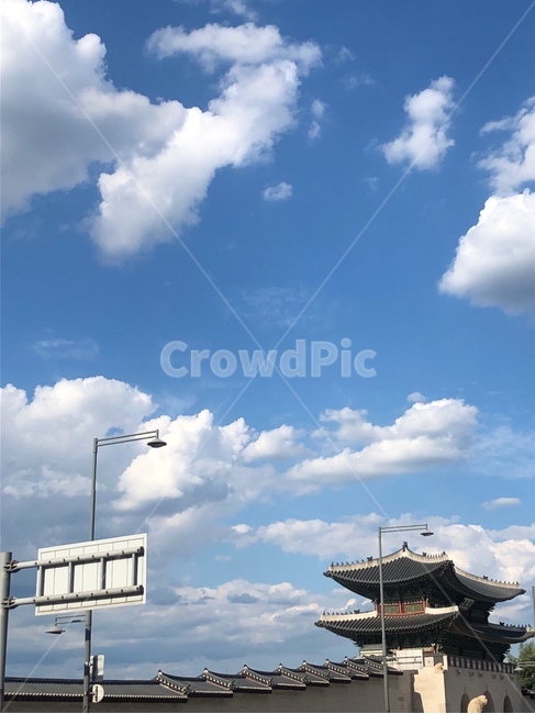 하늘,구름,경복궁,배경,맑음