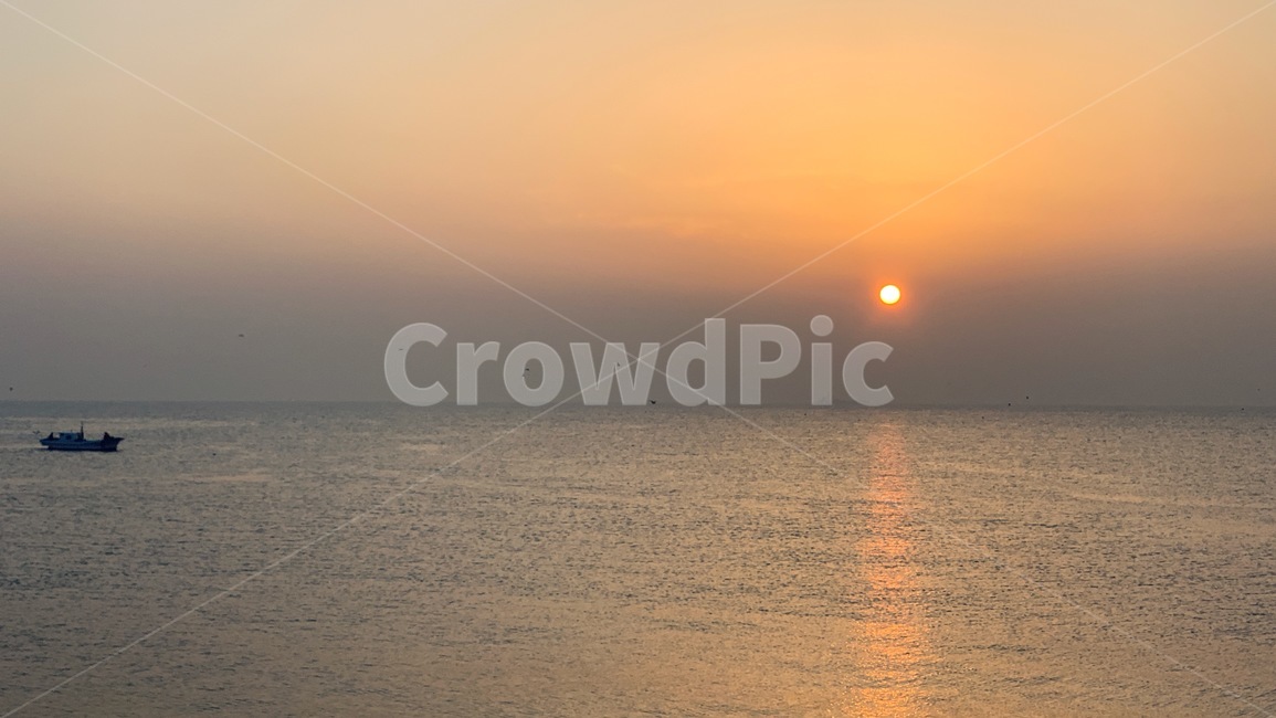 일출,해돋이,sunrise,태양,sun,새벽,dawn,수평선,horizontalline,sealine,바다,잔잔한바다,바닷가,sea,하늘,sky,갈매기,seagull,mew,gull,seamew,배,고기잡이배,ship,boat,자연,풍경,nature,landscape,outdoors,옥외,sunlight,햇빛,sunset,일몰,dusk,황혼,red sky,붉은 하늘
