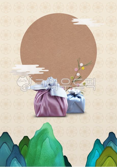 배경,백그라운드,한국,새해,신년,연하장,명절,설,설날,전통,패턴,문양,전통문양,전통패턴,추석,한가위,정월대보름,대보름,테두리,프레임,보자기,선물,포장,소나무,나뭇가지,다식,산,구름,한국문화