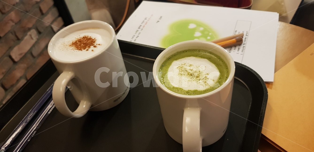 카페,공부,2인,커피,라떼,커피컵,마실것