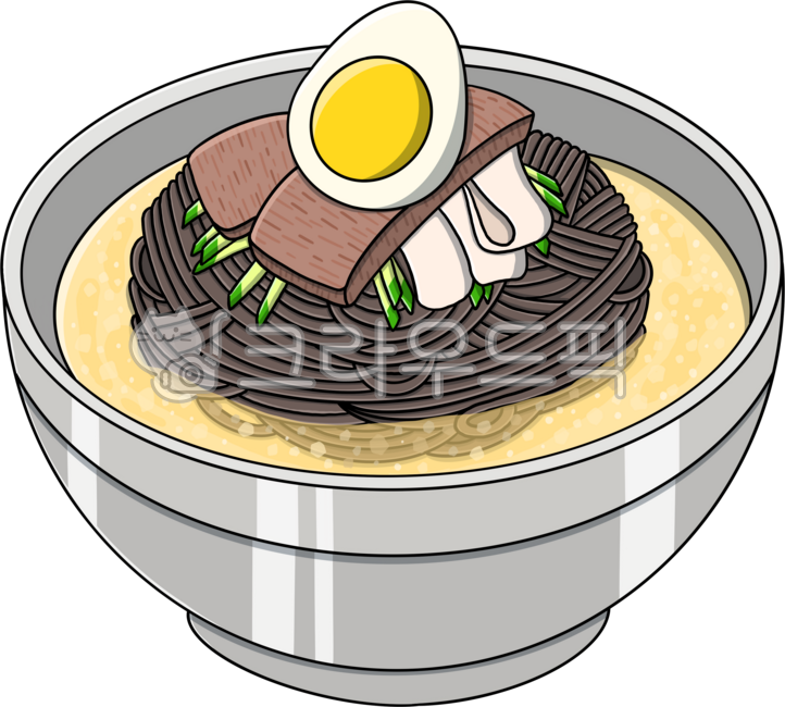 물냉면,냉면,여름,여름음식,음식,계란,달걀,오이,food,meal,손그림,일러스트
